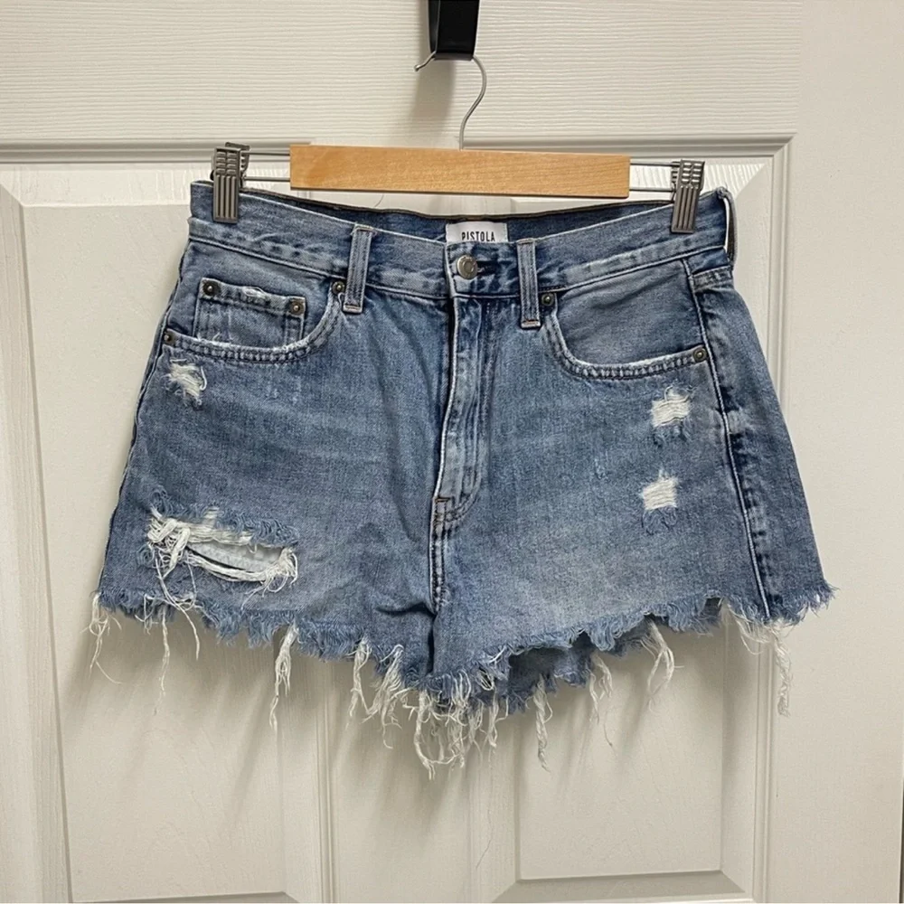 Pistola Distressed Denim Shorts. Sz 28 - Picture 1 of 10